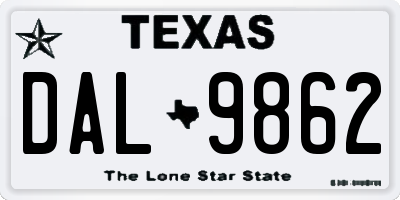 TX license plate DAL9862