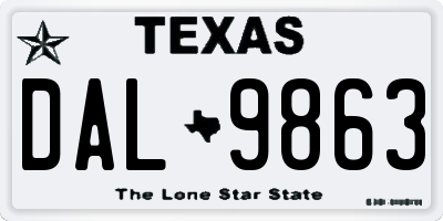 TX license plate DAL9863