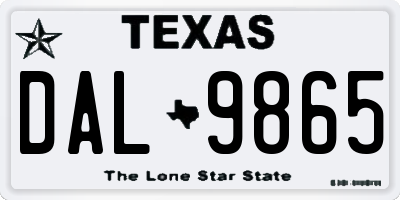 TX license plate DAL9865