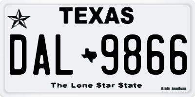 TX license plate DAL9866