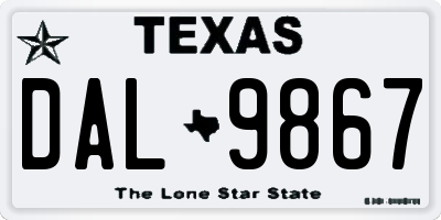 TX license plate DAL9867