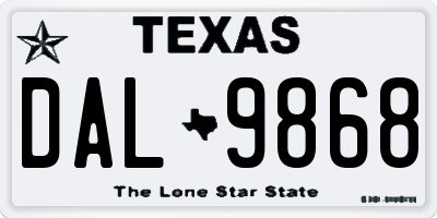 TX license plate DAL9868