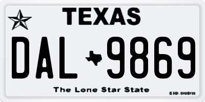 TX license plate DAL9869