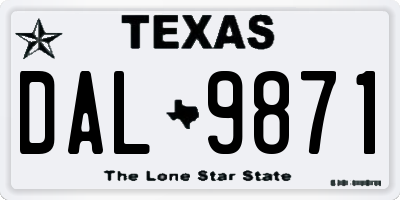 TX license plate DAL9871
