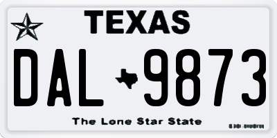 TX license plate DAL9873