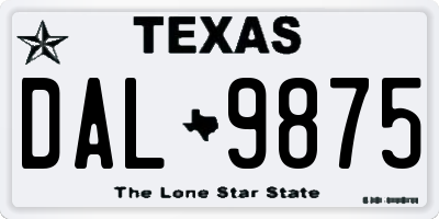 TX license plate DAL9875