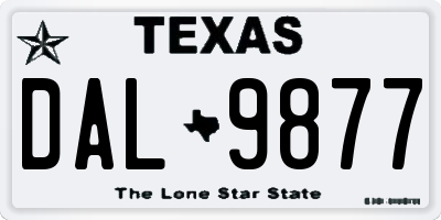 TX license plate DAL9877