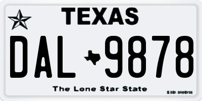 TX license plate DAL9878