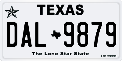 TX license plate DAL9879