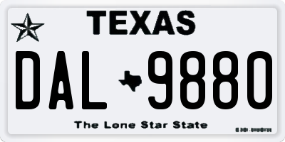 TX license plate DAL9880