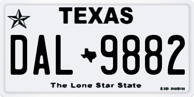 TX license plate DAL9882