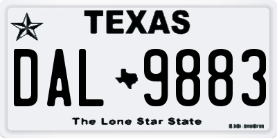 TX license plate DAL9883