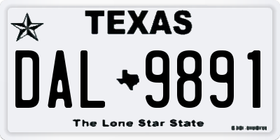 TX license plate DAL9891