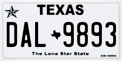 TX license plate DAL9893