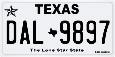TX license plate DAL9897