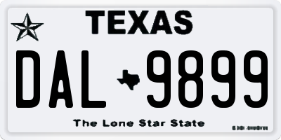 TX license plate DAL9899