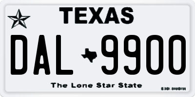 TX license plate DAL9900