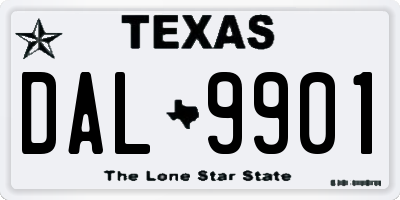 TX license plate DAL9901