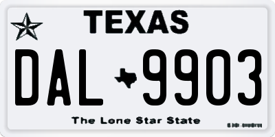 TX license plate DAL9903