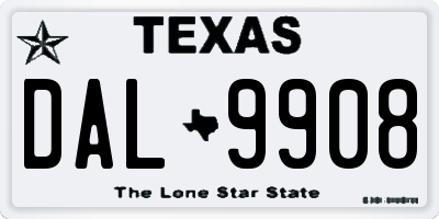 TX license plate DAL9908