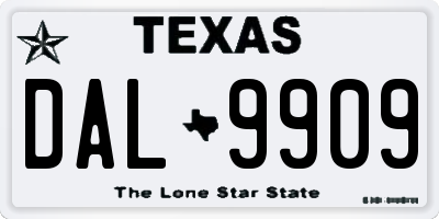 TX license plate DAL9909