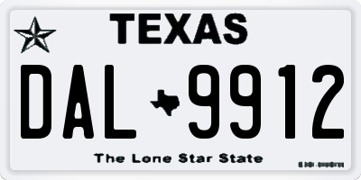 TX license plate DAL9912