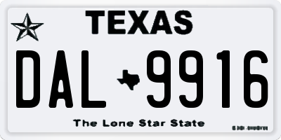 TX license plate DAL9916