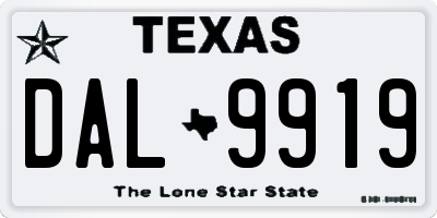 TX license plate DAL9919