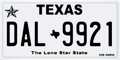 TX license plate DAL9921