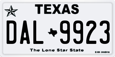 TX license plate DAL9923