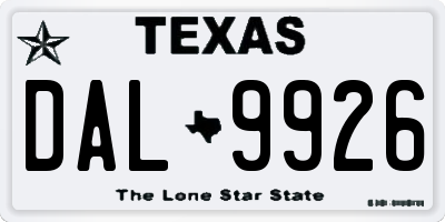 TX license plate DAL9926
