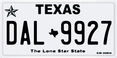 TX license plate DAL9927