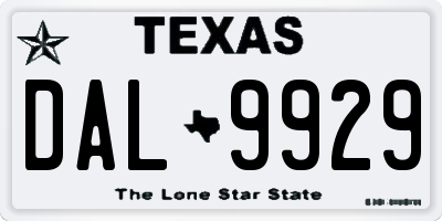 TX license plate DAL9929