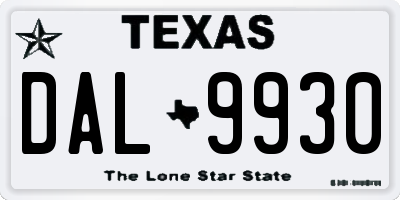 TX license plate DAL9930