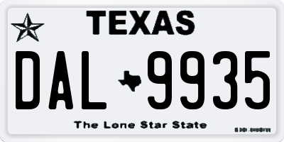 TX license plate DAL9935