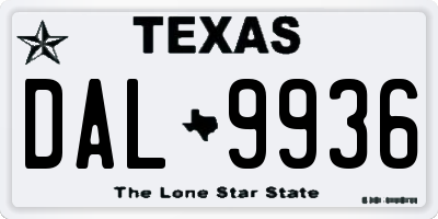 TX license plate DAL9936