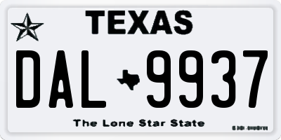 TX license plate DAL9937