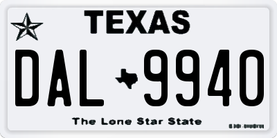 TX license plate DAL9940