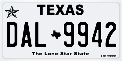 TX license plate DAL9942