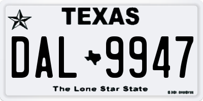 TX license plate DAL9947