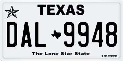 TX license plate DAL9948