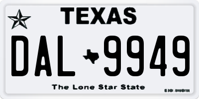 TX license plate DAL9949