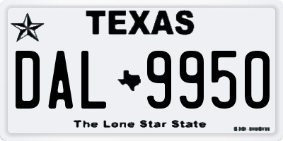 TX license plate DAL9950