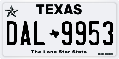 TX license plate DAL9953