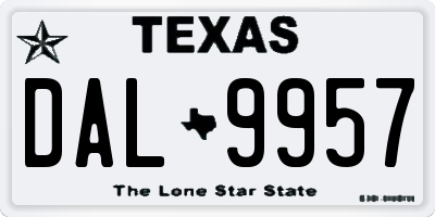 TX license plate DAL9957