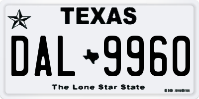 TX license plate DAL9960