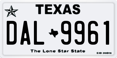 TX license plate DAL9961
