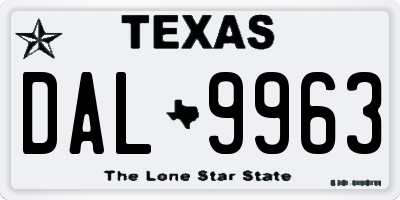 TX license plate DAL9963