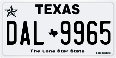 TX license plate DAL9965