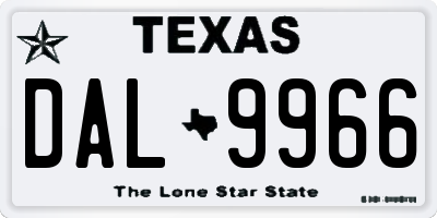 TX license plate DAL9966